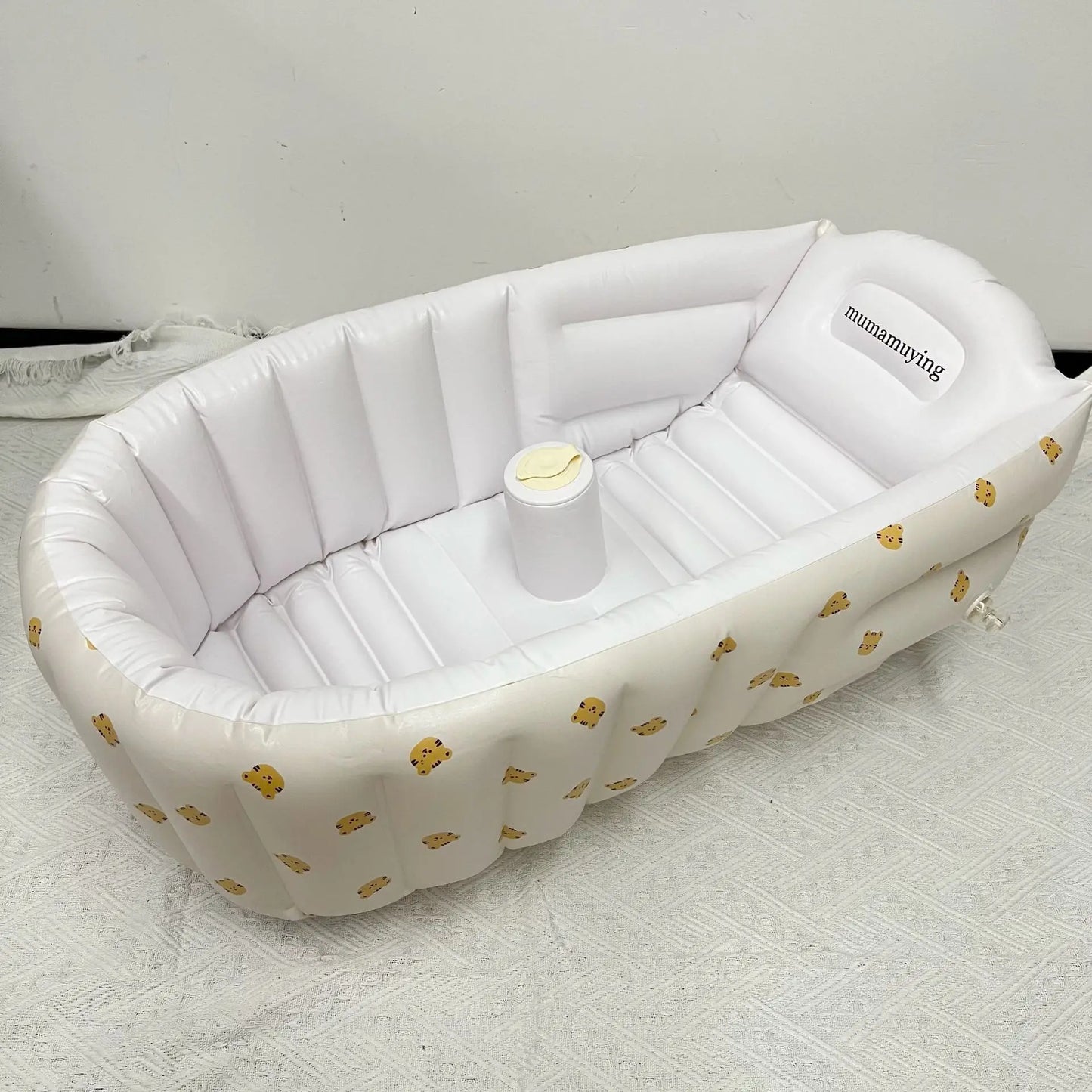 Newborn Babies-Preschooler PVC Plastic Anti-Fall Leakproof Sit-Lie Down Inflatable Bathtubs/Ages: Newborn 0-3 Years Old/Color-Beige/Yellow/Animals