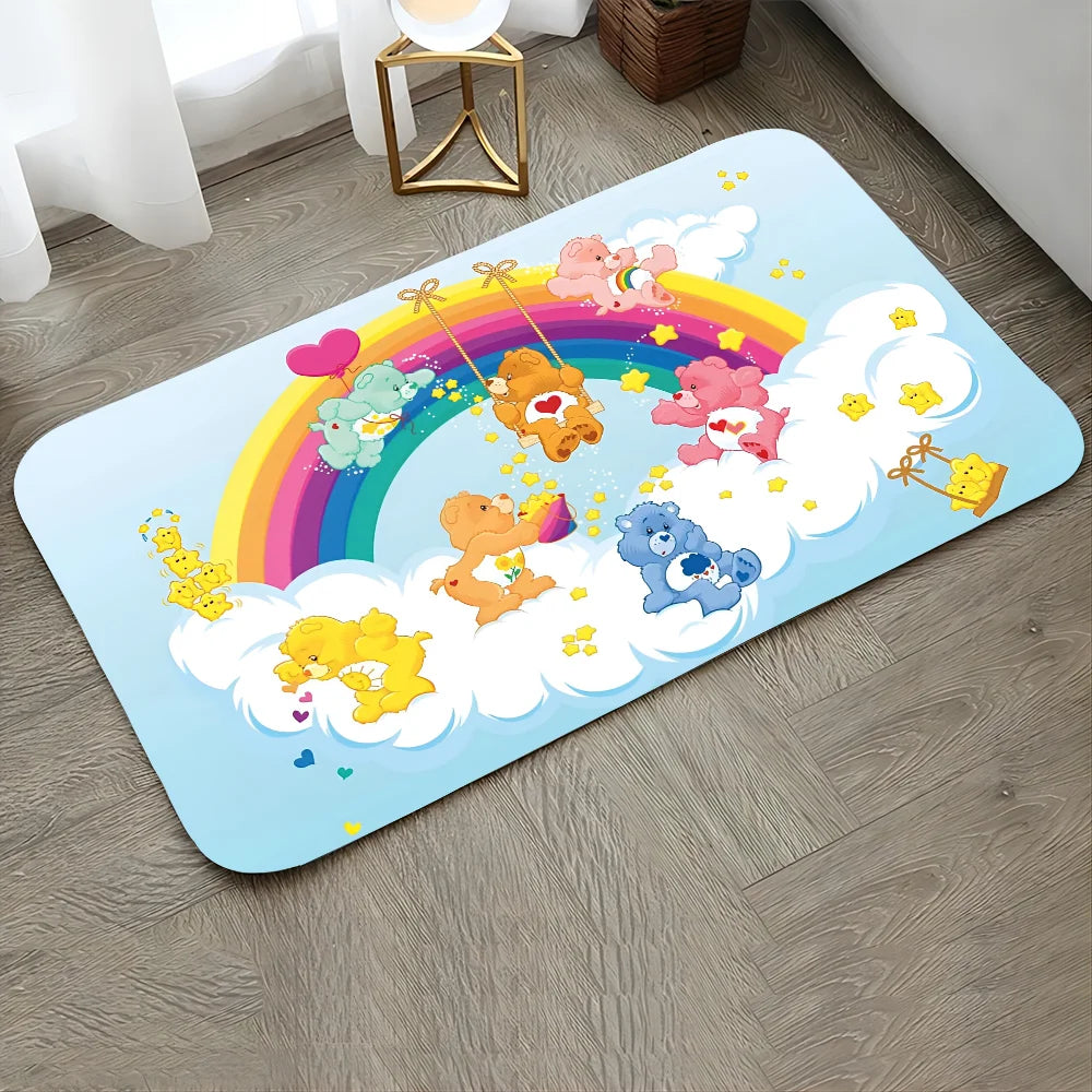 Non-Slip Fade Resistant Care Bears Theme Nylon Rectangle Floor Mats/Colors-Pink/Blue/Multicolor