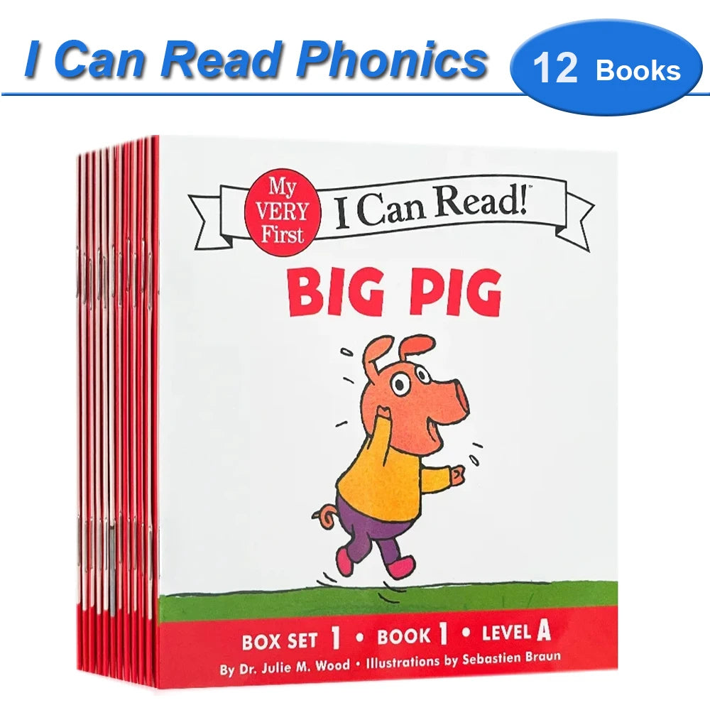 Kids 12 PCS Multicolor Paperback Educational My Very First English Picture Books-I Can Read Phonics Sets/ 12 Pages Per Book/Ages: 3-12 Years Old