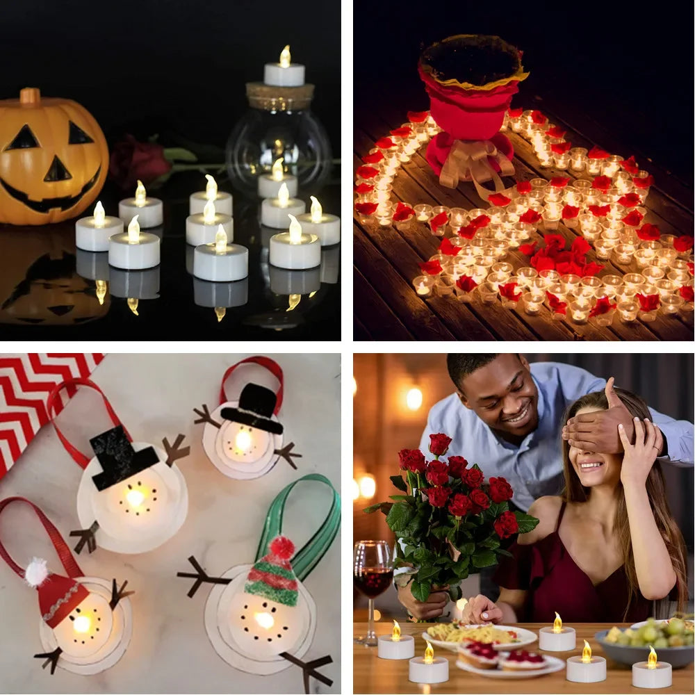 Plastic Flameless LED Electronic Small Round Flickering Flame Small Round Tea Lights Candles/CR2032 Button Batteries( Not Included)Colors-White/Yellow