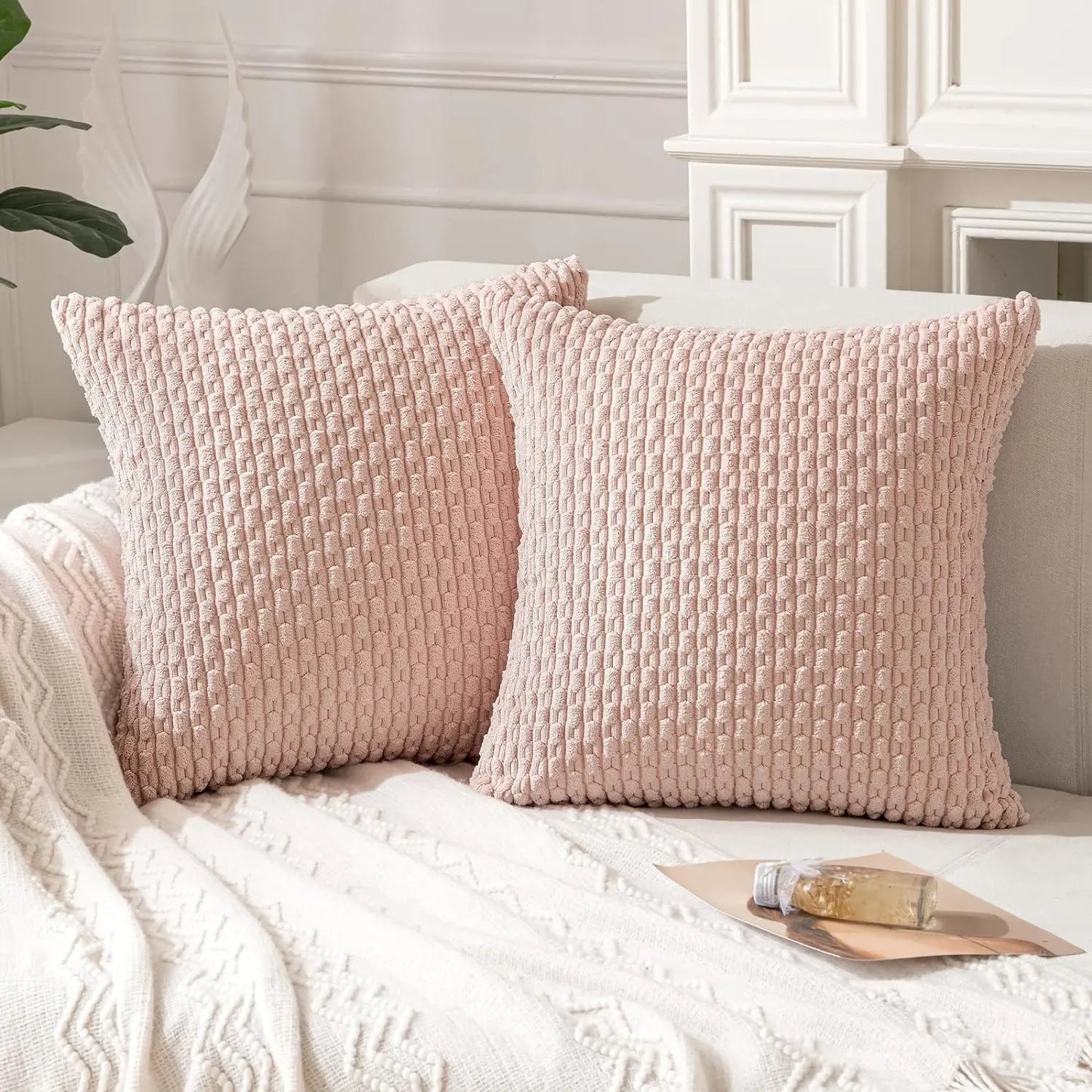 Polyester Striped Solid Throw Pillow Cover 20x20 Inches/Colors-Striped Solid Green/Striped Khaki/Striped Solid Dark Gray/Striped Solid Beige/Striped Solid Yellow/Striped Solid Pink/Striped Solid Orange/Striped Solid Gray