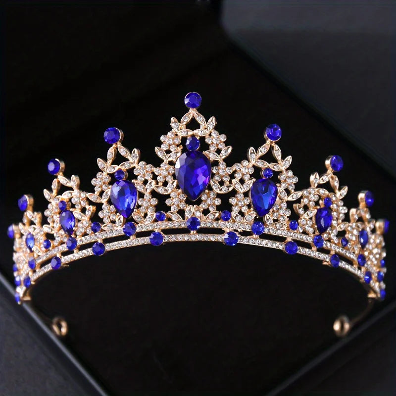 Adult Women Handmade Zinc Alloy Crystal-Rhinestone Bridal Hair Tiaras/Colors-Silver/Red/Blue/Gold/Pink/Floral