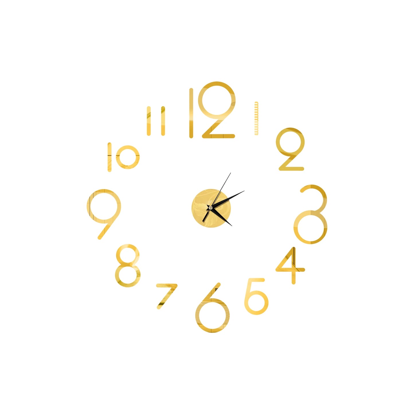 Self-Adhesive Waterproof Vapor-Proof Non-Toxic Safe Acrylic 3D Mirror Wall Clock Decals/Colors-Black/Silver/Gold