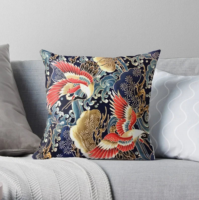 100% Polyester Square Chinese Style Pillowcases/Colors-Animal/Red/Multicolor/Yellow/White/Navy/Gray