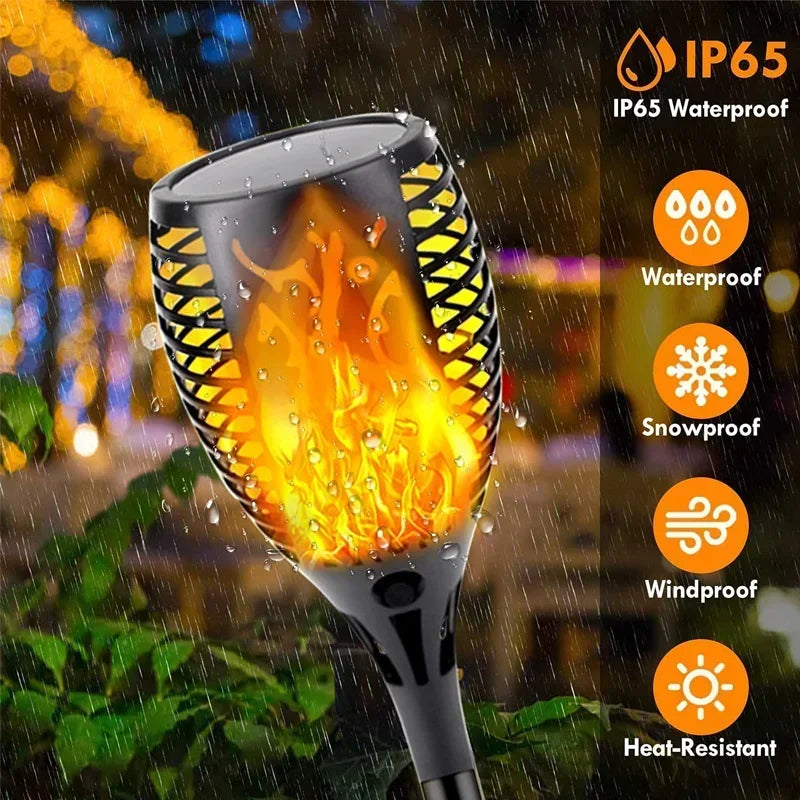 1-10Pack Solar Flame Light Outdoor 96/12 LEDs Flickering Torch Waterproof Night Lamp Garden Decoration for Lawn Path Yard Patio
