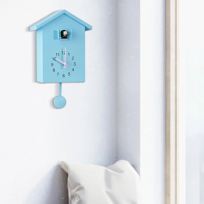 Modern Plastic Digital Quartz Cartoon Cuckoo Bird Swingable Wall Clocks/Colors-Green/White/Blue/Orange/Battery Not Included/3-C(R14) Battery Size/Hanging Hook-Tail