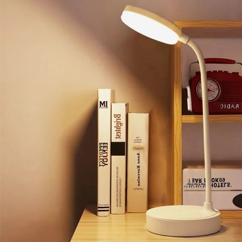 ASB Shade Soft Cool-Warm Daylight LED Bead 3 Modes Dimming Less Blue Light Eye Protection USB Rechargeable Plug Hose Desk Lamps/Colors-White/Beige
