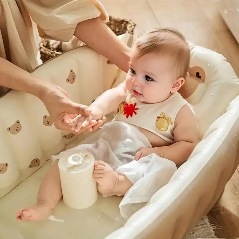 Newborn Babies-Preschooler Foldable PVC Soft Inflatable Bathtubs/Ages: Newborn 0-3 Years Old/ Colors-Animals/Khaki Bear/Rabbit/Love Bear/Olive/Little Bear Head/Tiger