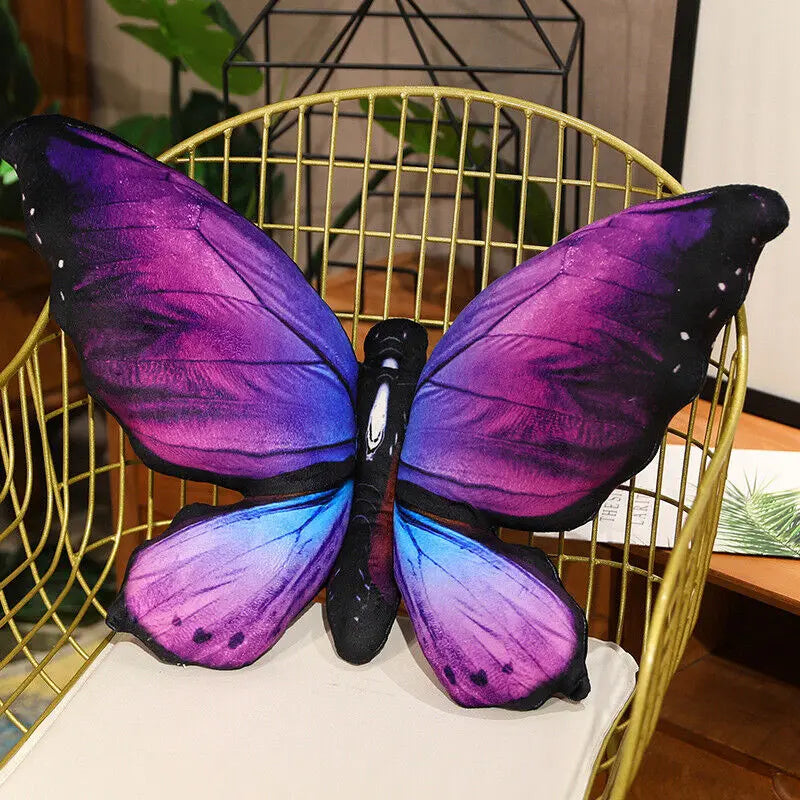 3D Colorful Printed Cartoon Plush Butterfly Shape Polyester Cotton Throw Pillows/ Colors-Multicolor