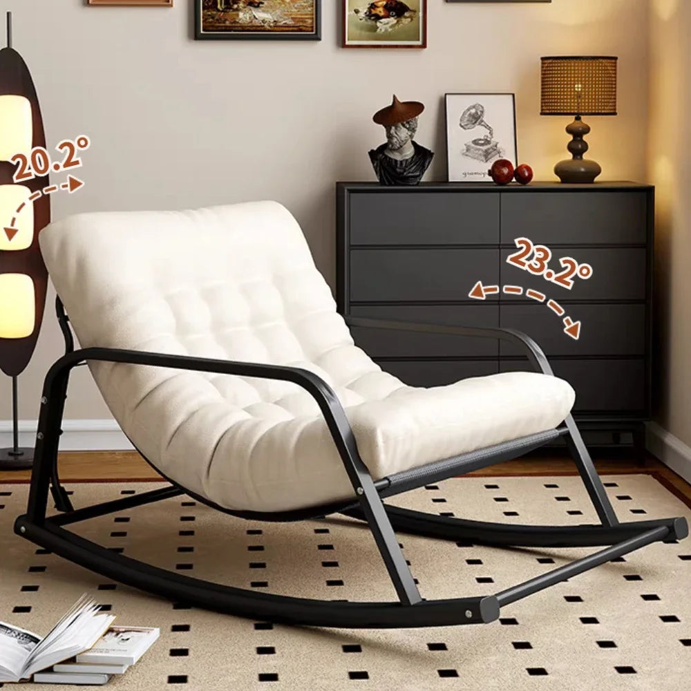 Indoor Metal Nursery Upholstered Cushion Nordic Double Rocking Chairs/ Colors-Black/Gray/White/Orange/Beige