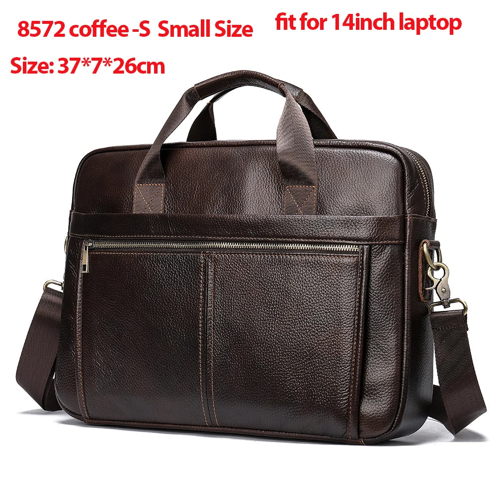 WESTAL Men Soft Cow Leather Zipper Briefcase Shoulder Bags/ A4 File Holder/ Laptop Compartment/ Handles/Straps/Key Holder/Fits 17 Inch Laptop/Colors-Black/Black