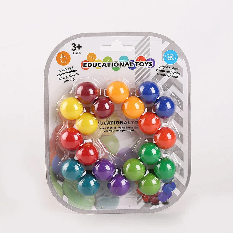 Colorful Rainbow Color Plastic Round Infinity Loop Balls Anxiety-Stress Free Educational Toys/Ages: 3-18 + Years Older