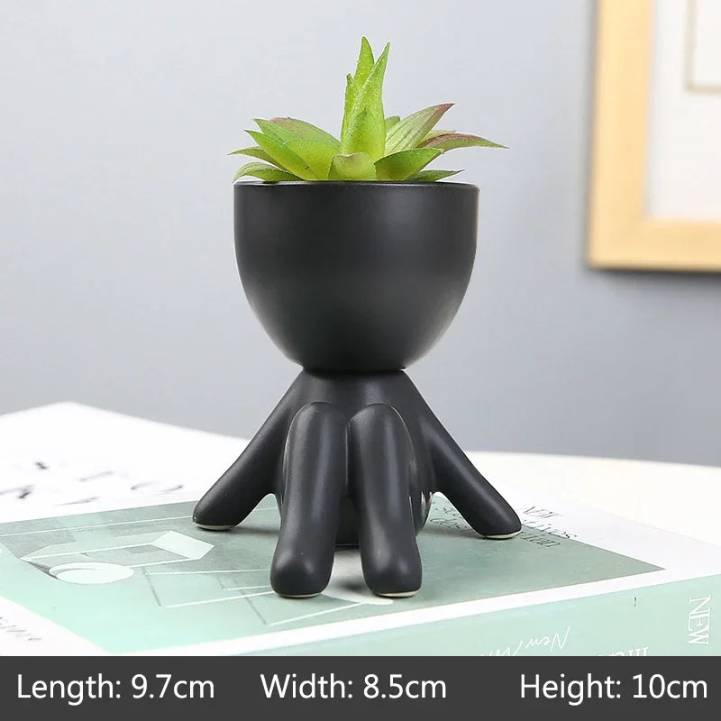 Creative Cute Imitation Humanoid Ceramic Flower Pot Succulent Planter Crafts Vase Home Decoration Personalized Gift Wholesale