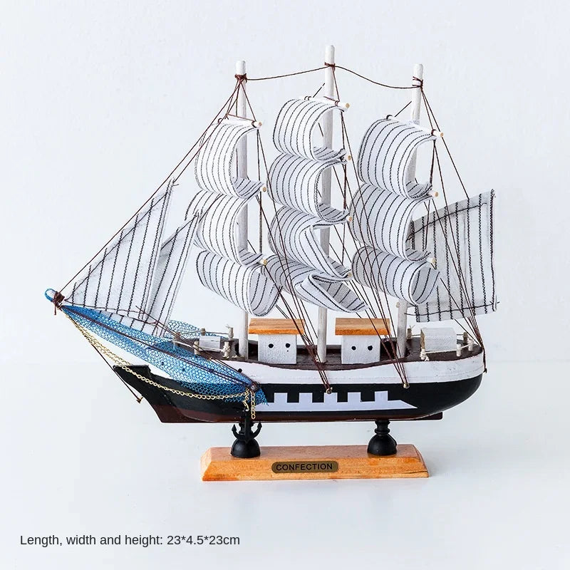 Wood/Fabric Nautical Sailboat Models/Colors-White/Black/Blue