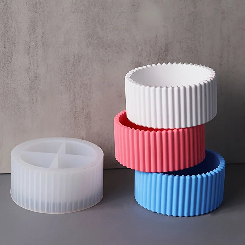 Multi-Functional Milky Round Striped Silicone Craft Bowl Molds