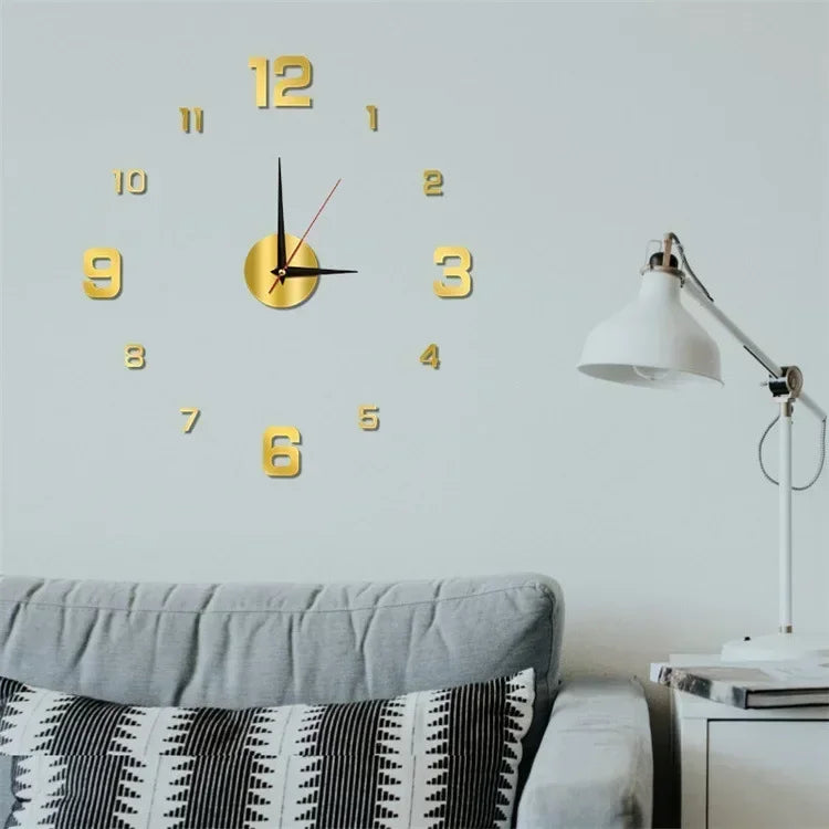 3D Large Numbers Frameless Acrylic Mirror DIY Quartz Digital Wall Clock Stickers/Number 5 Battery/Battery Not Included/Colors-Black/Gold/Red/Silver