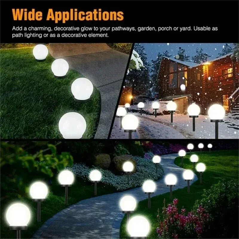 ZHIYU Modern Waterproof Automatic Light Control Mode Power-Saving Solar-Powered Round Ball Shaped Plastic Warm White LED Walkway Black Base Lamps/LED Incandescent Bulbs Included