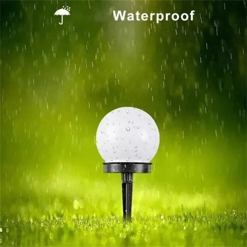 ZHIYU Modern Waterproof Automatic Light Control Mode Power-Saving Solar-Powered Round Ball Shaped Plastic Warm White LED Walkway Black Base Lamps/LED Incandescent Bulbs Included