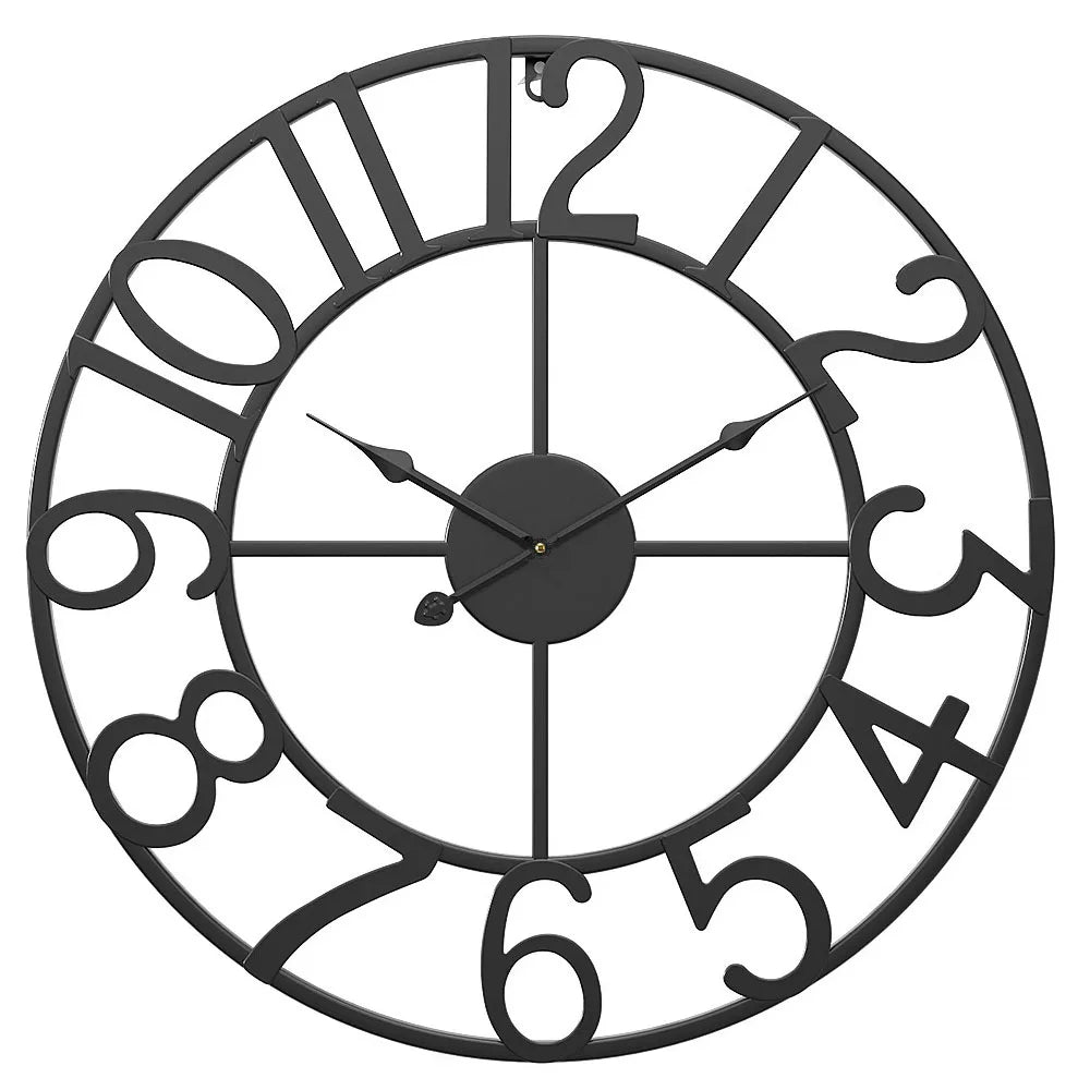Large 3D Roman Numerals Wall Clock with Retro Metal Iron Round Shape. Accurate and Silent for Home Decoration