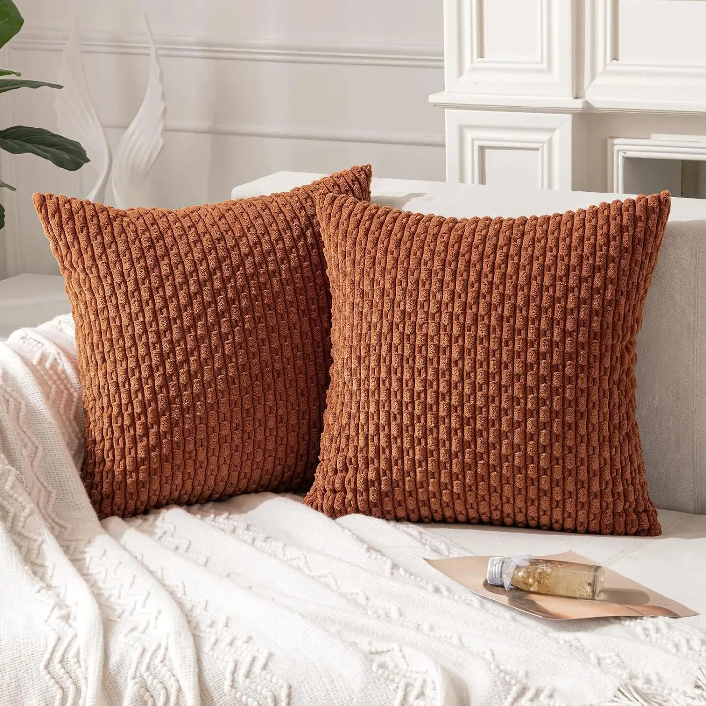 Polyester Striped Solid Throw Pillow Cover 20x20 Inches/Colors-Striped Solid Green/Striped Khaki/Striped Solid Dark Gray/Striped Solid Beige/Striped Solid Yellow/Striped Solid Pink/Striped Solid Orange/Striped Solid Gray