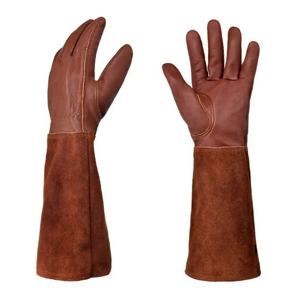 Long Tube Gardening Safety Working Gloves Leather Breathable Gauntlet Pruning Gloves Garden Industrial Protective Work Gloves