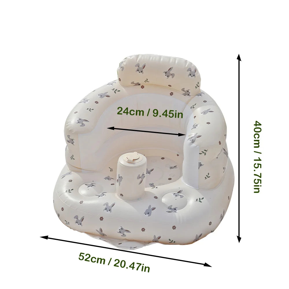 Baby PVC Inflatable Sofa Puff Portable Bath Sitting Chairs /Suitable for Babies: 6months-36 months/ 20 KG/Colors- Animals/White/Beige