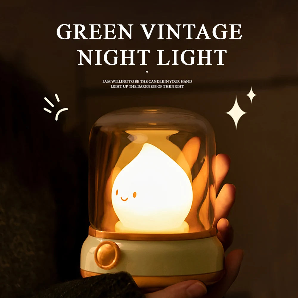 Round Glass Cute Capybara Kerosene Switch Button Sleeping Dimmable Night Light /2 Light Modes/Included LITHIUM ION Battery/Bulbs Included/USB Cable/Colors-Animal/Clear/Yellow/Green/No Batteries Required