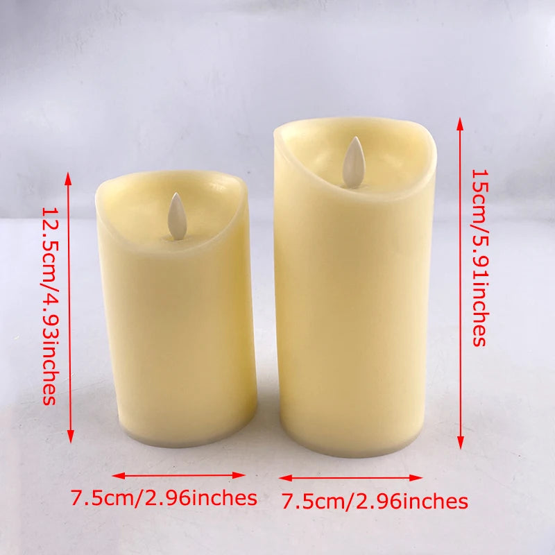 2 PCS Set Plastic Large Ivory Round LED Electronic Wax Warm Glowing Flameless Candles/3-AAA Batteries Not Included/ /Bulbs Not Included