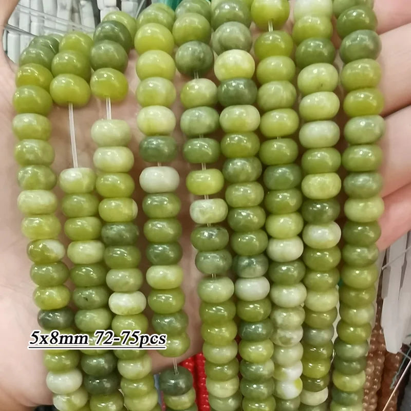 Wholesale 100% Natural Green Jade Cylinder Square Irregular Faceted Round Stone Beads for Jewelry Making Diy Bracelet Charms