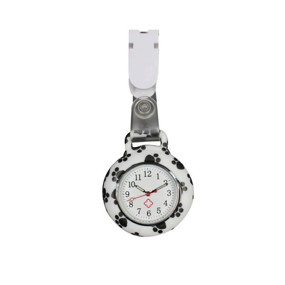 Adults Round Unisex Waterproof Nurses-Doctors Glass Mirror Face Acrylic Dial Colorful Multicolor Silicone Resin Case Clip-On Quartz Analog Display Arabic Numeral Fob Pocket Watch