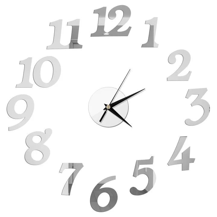 Self-Adhesive Waterproof Vapor-Proof Non-Toxic Safe Acrylic 3D Mirror Wall Clock Decals/Colors-Black/Silver/Gold