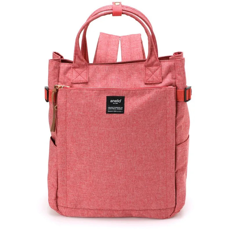 Women Softback Waterproof Polyester Zipper Nylon Backpacks/Back Straps-2 Handles/ 2 Side External Pockets-External Zipper Front Pocket/Built-In Laptop Compartment/Colors-Green/Pink/Red/Black/Gray