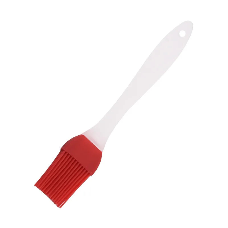 Kitchen Plastic Non-Slip Frosted Handle Disassembling Head Basting Silicone Bristle Brush-Hook Hole/ Colors-Orange/Pink/Green/Red/Yellow/Blue