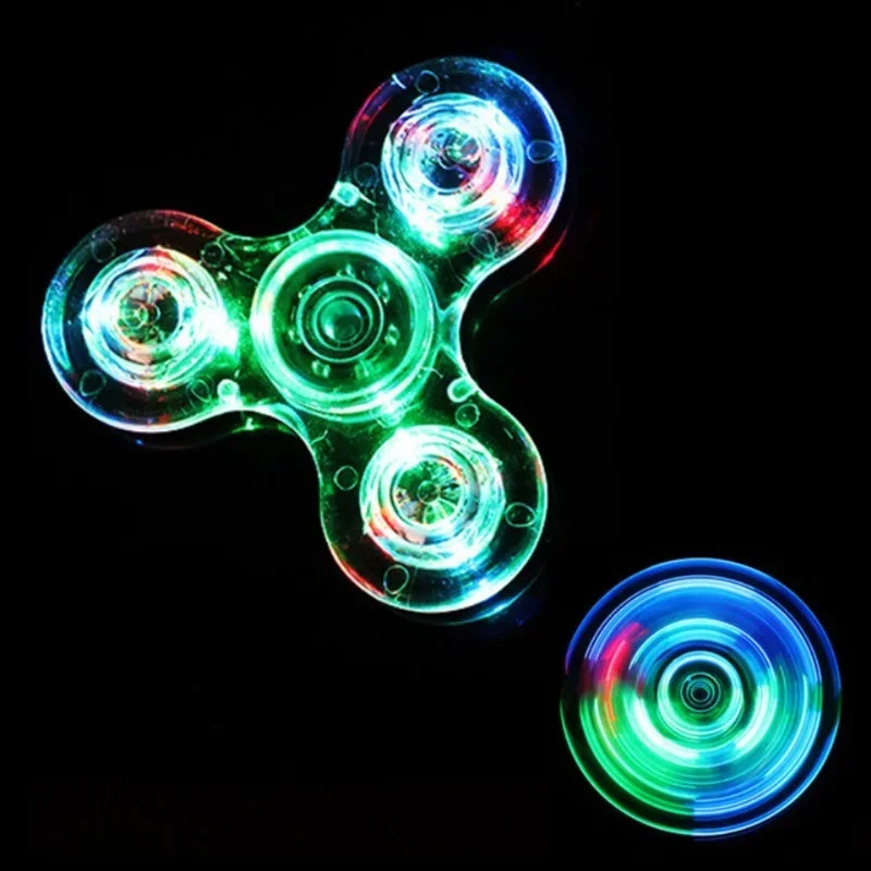 EVYVKV Clear-Multicolor Plastic LED Light Fingertip Spinning Crystal Gyroscope Fidget Toys/Ages: 13-18 Years Old-Adults
