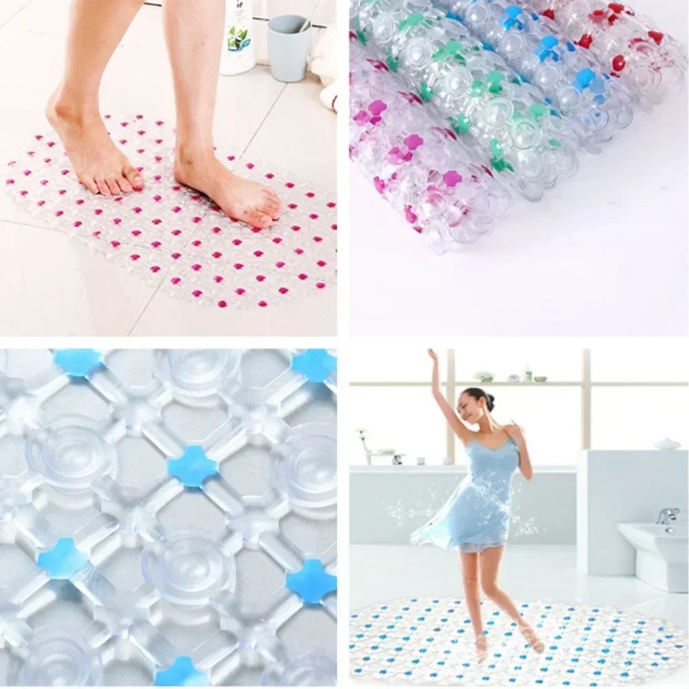 Bathroom Non-Toxic Striped-Geometric Suction Cup Shower-Bathtub PVC Non-Slip Base Mats/Size: 38x68cm/Colors/Purple/Green/White/Blue/Rose Red
