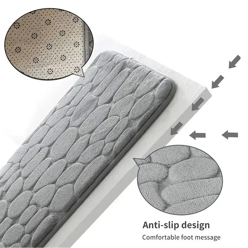 Soft Durable Memory Foam Non-Slip Printed Pebble-Like Coral Stone Design Polyester Bathroom Mats/ Colors-Grey/ Light Yellow/Russet/Size: 40x60 cm