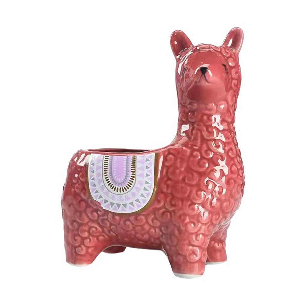 Home Garden Indoor Multicolor Cute Ceramic Alpaca Animal Shape Mini Succulent Planter Pots/Colors-Geometric/Multicolor/Blue/Animals