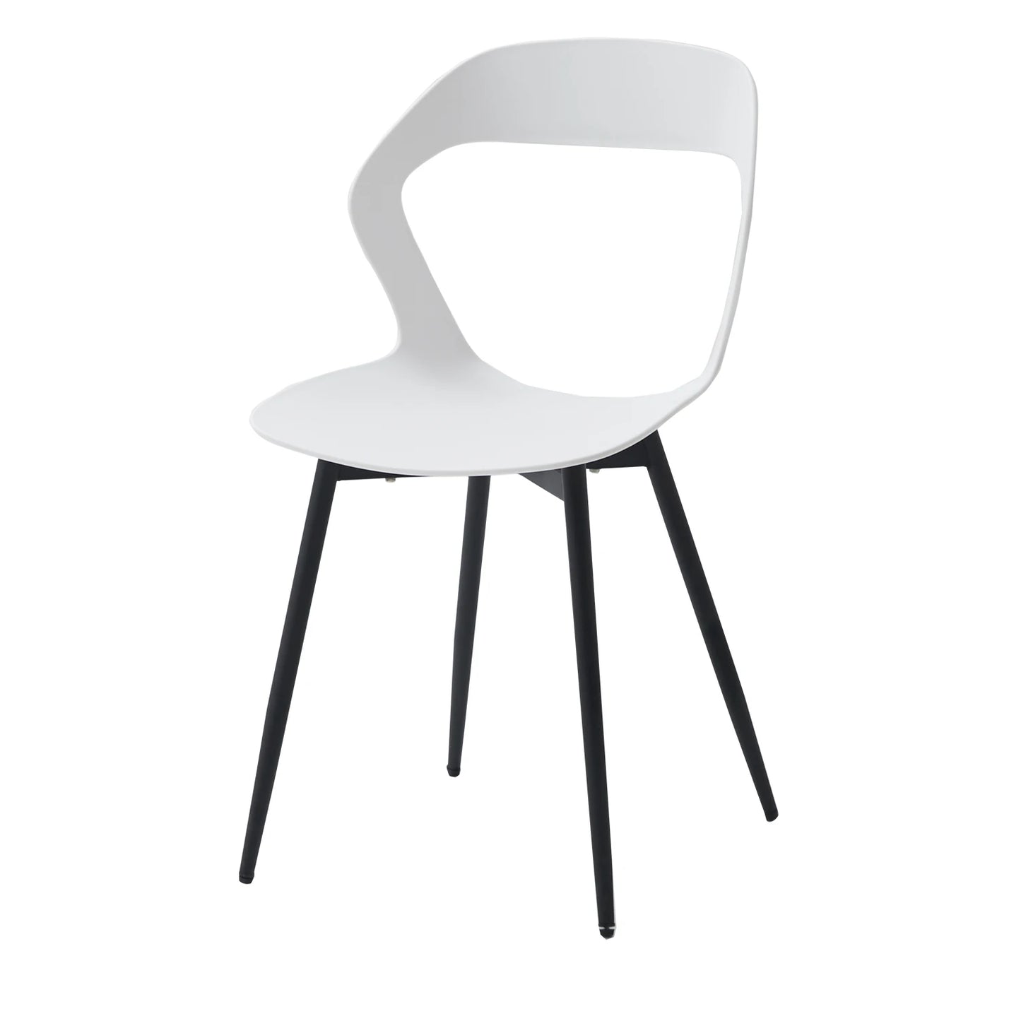 6 pcs Scandinavia Plastic Black Backrest-Hard Seat/Beech Wood Texture Metal Legs Dining Chairs/Colors-White/Black/Gray