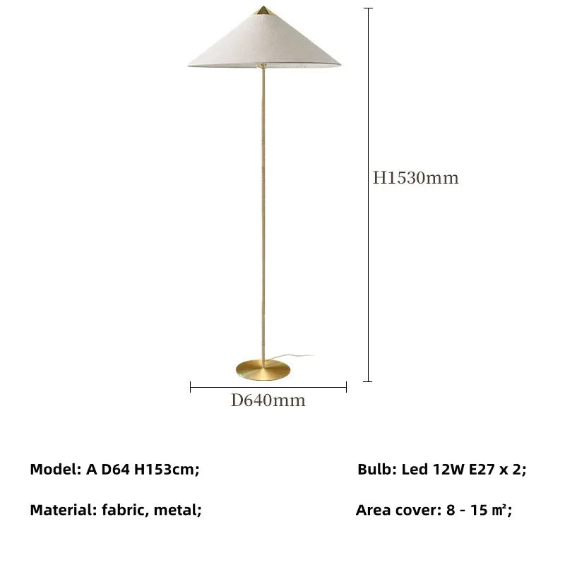 Denmark GUBI Woven Handmade Fabric Bamboo Rattan Up-Down Lampshade Iron Standing Floor Lamps/Colors-Brown/White/ Bulbs Included