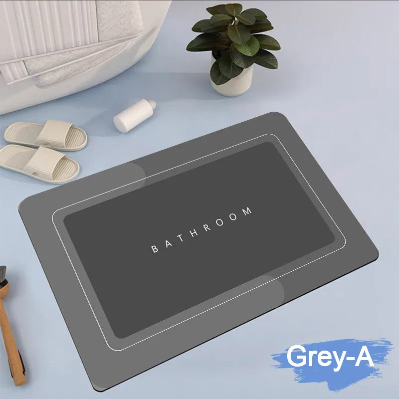 Rectangle Faux Leather Super Absorbent Non-Slip Rubber Bottom Bathroom Mats/Colors-Floral/Gray/ Black/ Blue