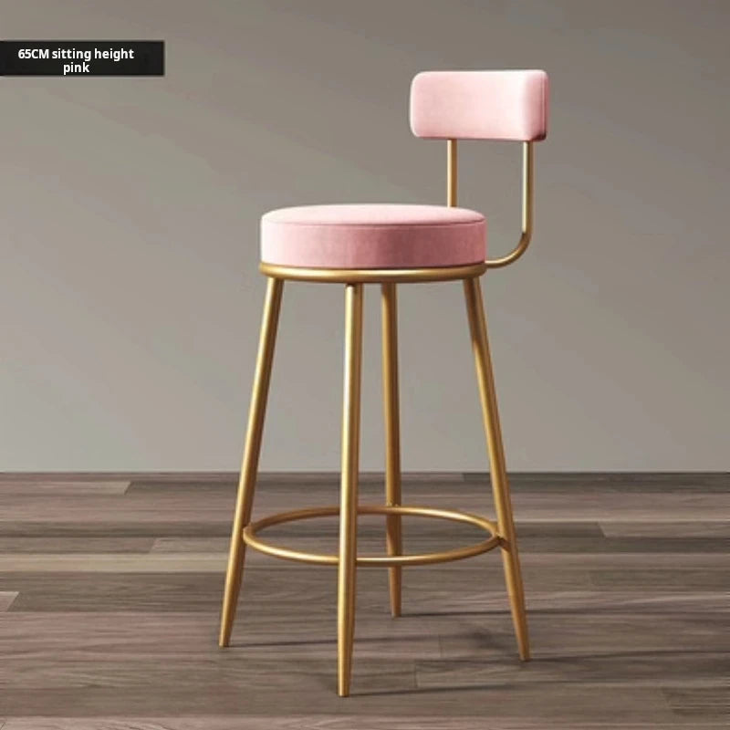 Nordic Iron Framed Low Backrest Upholstered Velvet Armless Bar Stools/Colors- Blue/Green/Black/White/Pink/Gold