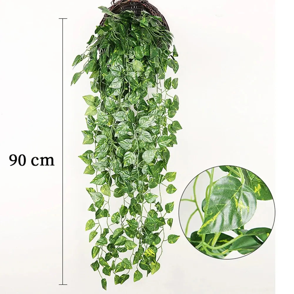 Green Plastic Non-Flowering Artificial Hanging Ivy Magnoliopsida Climbing Vine