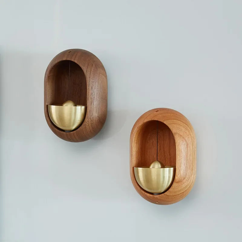 Wood-Brass Wireless Wind Chimes Entrance Doorbells/Battery-Powered/Colors-Brown/Bronze