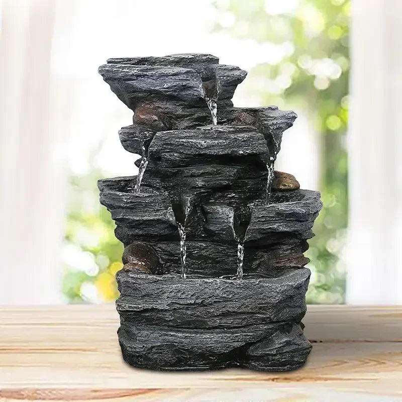 Relaxing water Sound 5-Step Rock Falls Indoor Waterfall garden outdoor decor rock tabletop fountain with led Light