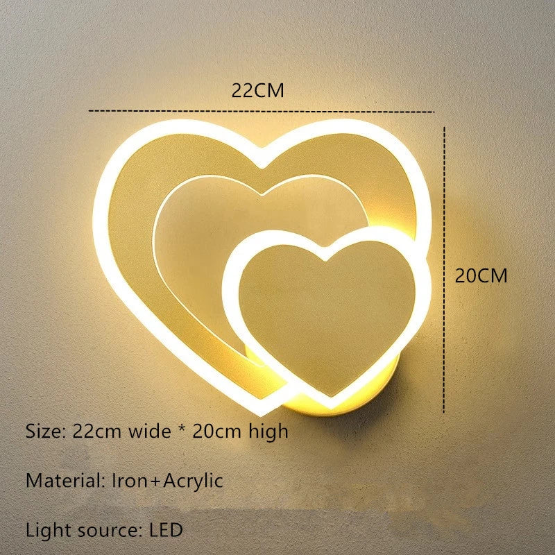 Nordic Modern Iron LED Two Heart-Shaped Acrylic Shade Wall Mounted Lamps/Colors-White/Black/Yellow/Gray