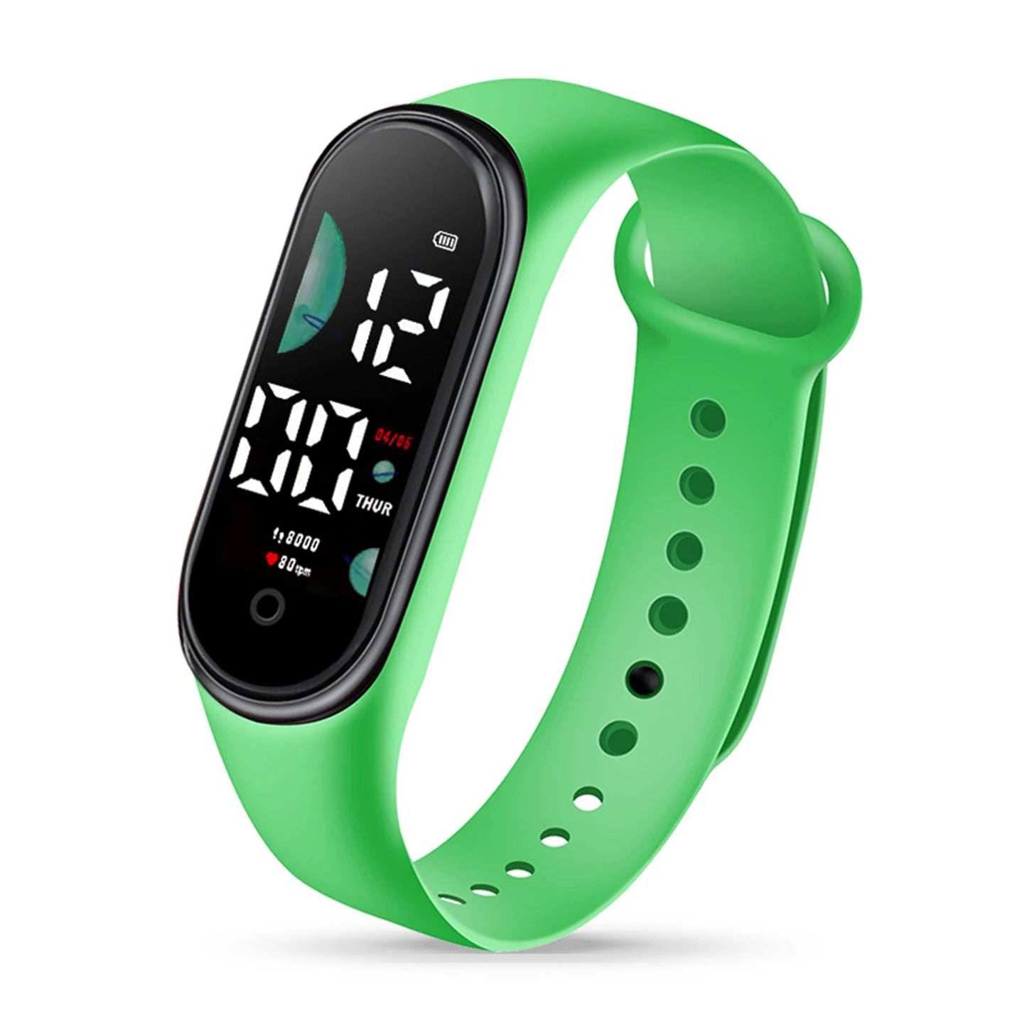 Universal All Ages Rectangle ABS Arabic Numeral Markers Luminous Display Electronic Clock Silent LCD Digital Portable Pocket Watch Keychains/Colors-Black/White/Pink/Orange/Yellow/Green