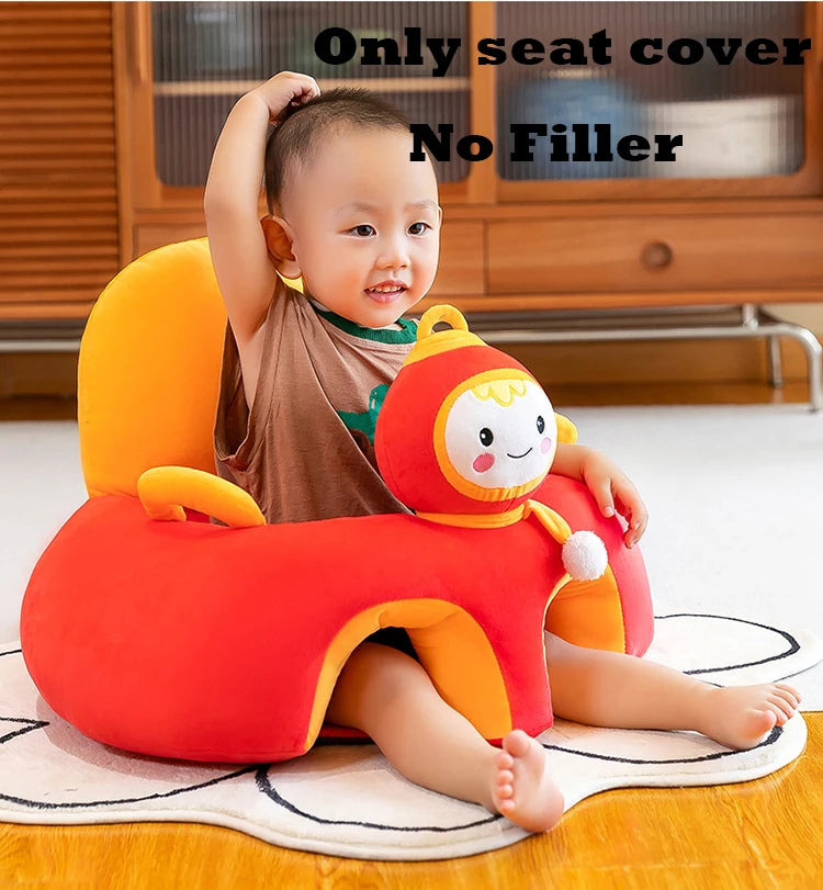 Babies-Preschoolers Upholstered Soft Velvet Fabric Electric Embroidery Cute Cartoon Animal Face Images Learning Seat Chairs/Ages: Newborn 0-3 Years + Older/Colors-Orange/Green/Gray/Black/Brown/Red/Multicolor/Checkered/Animals