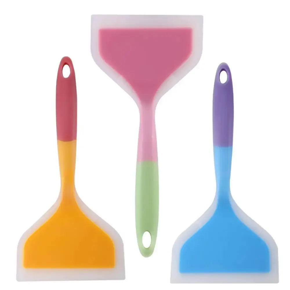 Kitchen Food-Grade Silicone-Nylon Non-Slip Microwave High-Temperature Resistant Pancake Wide Mouth Spatulas/Colors-Multicolor/Pink/Purple/Orange/Blue/Yellow