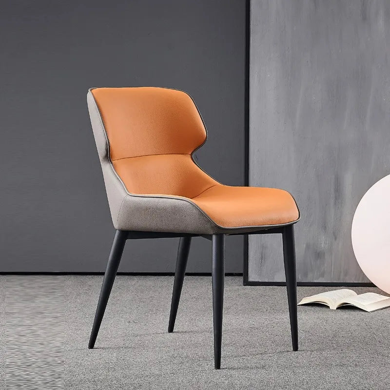 IHOME Embracing Backrest/ Foam Padding Nordic Faux Leather Cover Doll Dining Chairs/Colors-Orange/Black/Gray/Blue/Beige/Size: 80x50x45