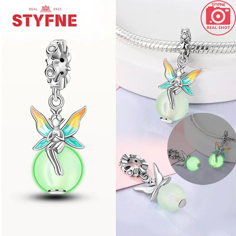 925 Sterling Silver Firefly Charms Glow in The Dark Pendant For Original Bracelet for Women fine Jewelry Love Gifts Diy
